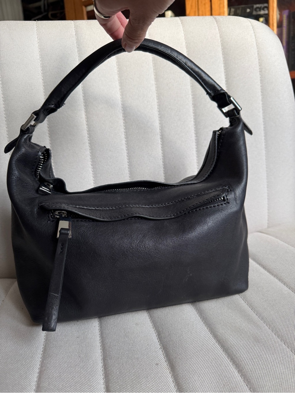 Mango Black Leather Slouchy Shoulder Bag - Picture 3 of 7